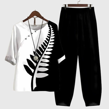 Mariella | Printed Top & Tapered Pants Set