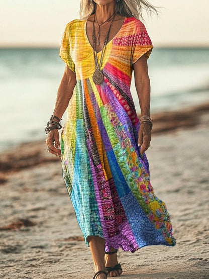 Indra | Patchwork Boho Maxi Dress