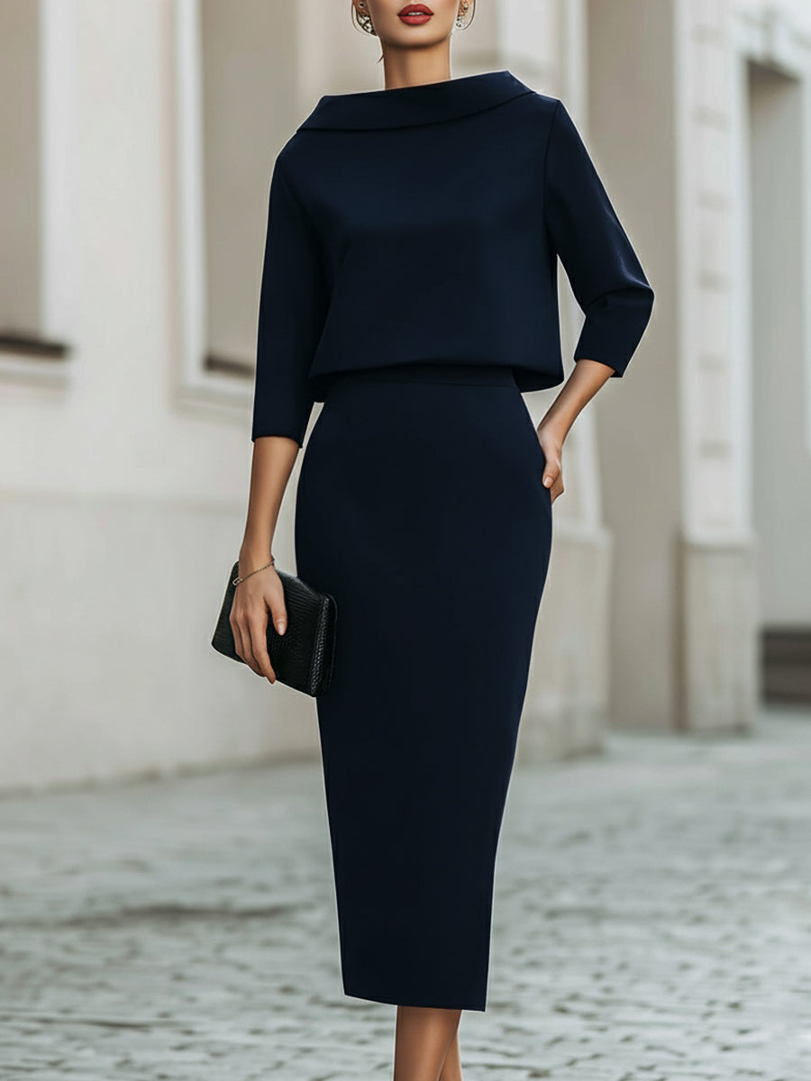 Margot | Boat Neck Top & Midi Skirt Set