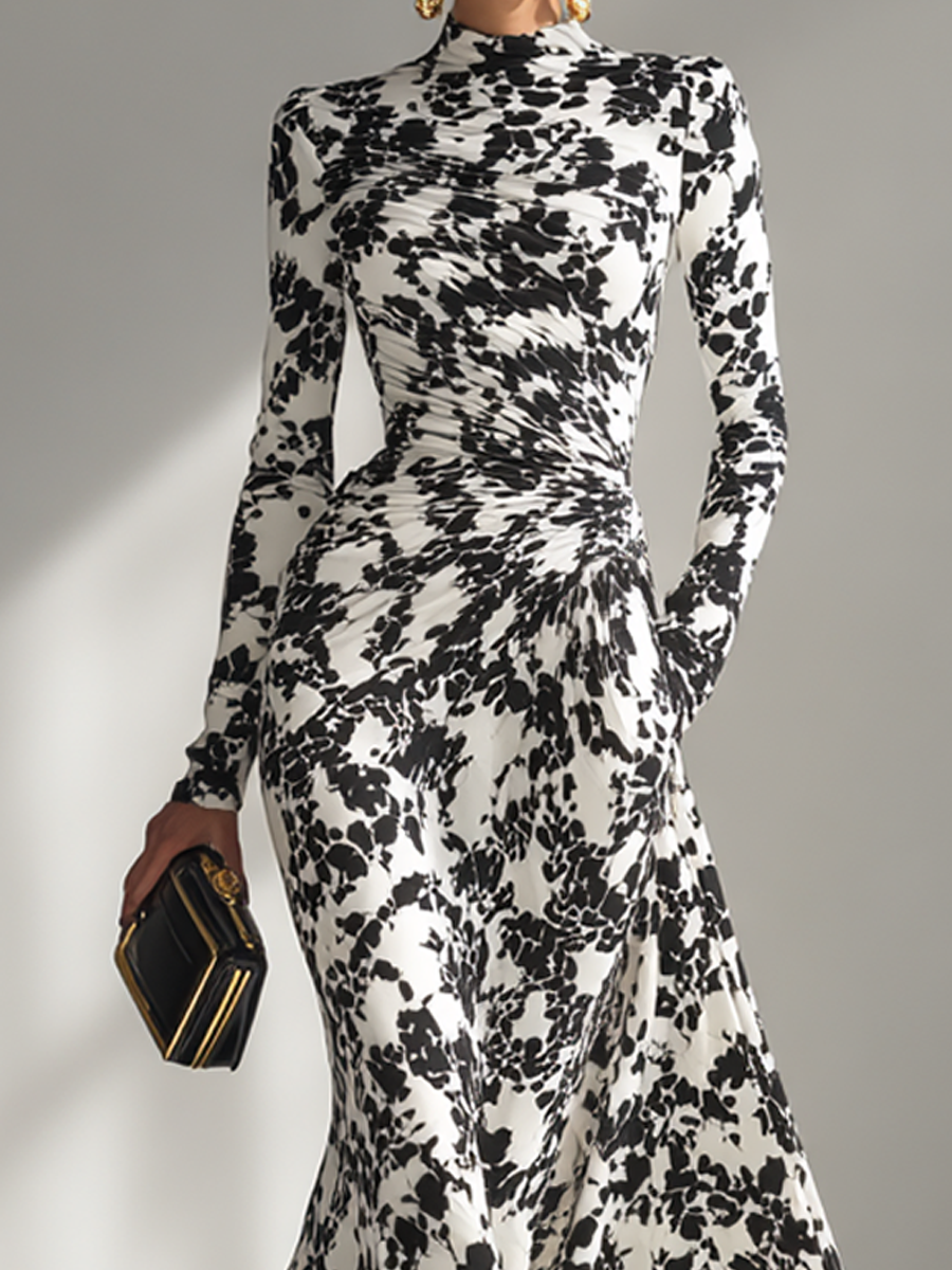Corinne | High-Neck Floral Print Maxi Dress