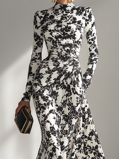 Corinne | High-Neck Floral Print Maxi Dress
