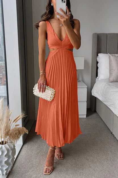 Elowen | Pleated Cut-Out Wedding Guest Maxi Dress