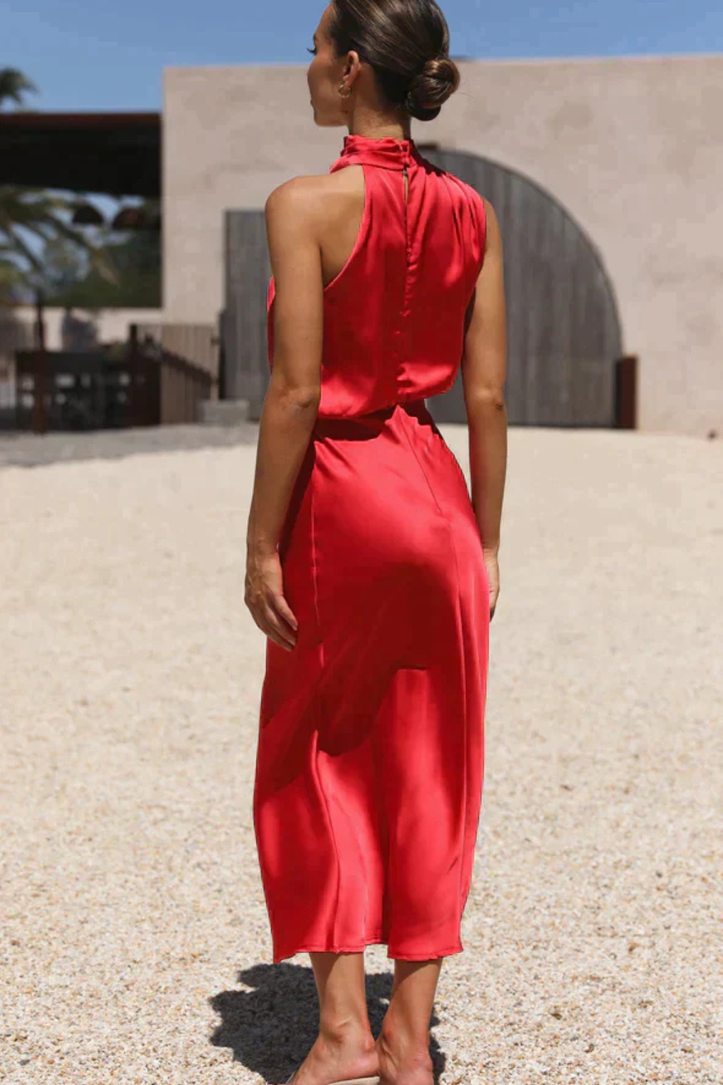 Amelina | Satin Halter Midi Dress