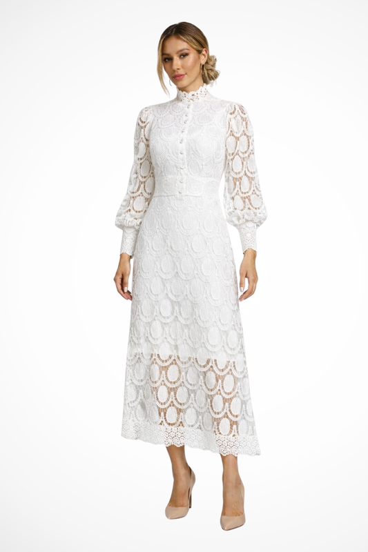 Mathilde | Long Sleeve Lace Midi Dress