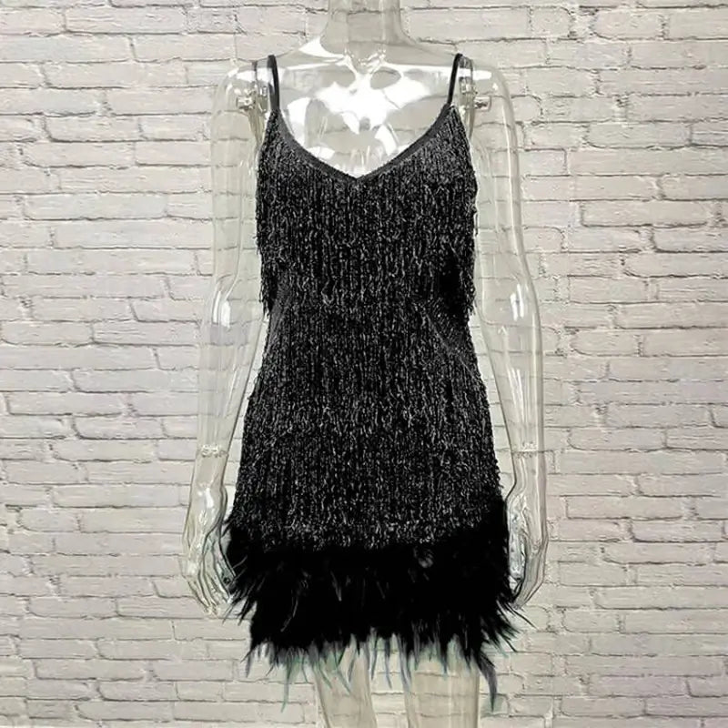 Fleur | Pink Feather Sequin Mini Dress