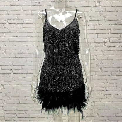 Fleur | Pink Feather Sequin Mini Dress