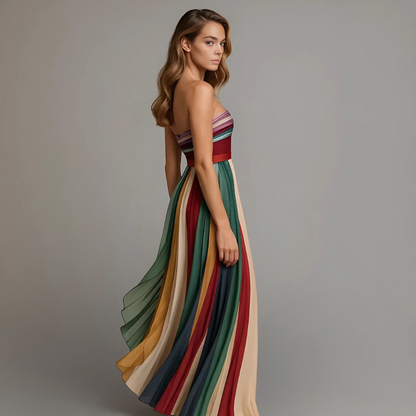 Aurelia | Strapless Pleated Wedding Guest Maxi Dress