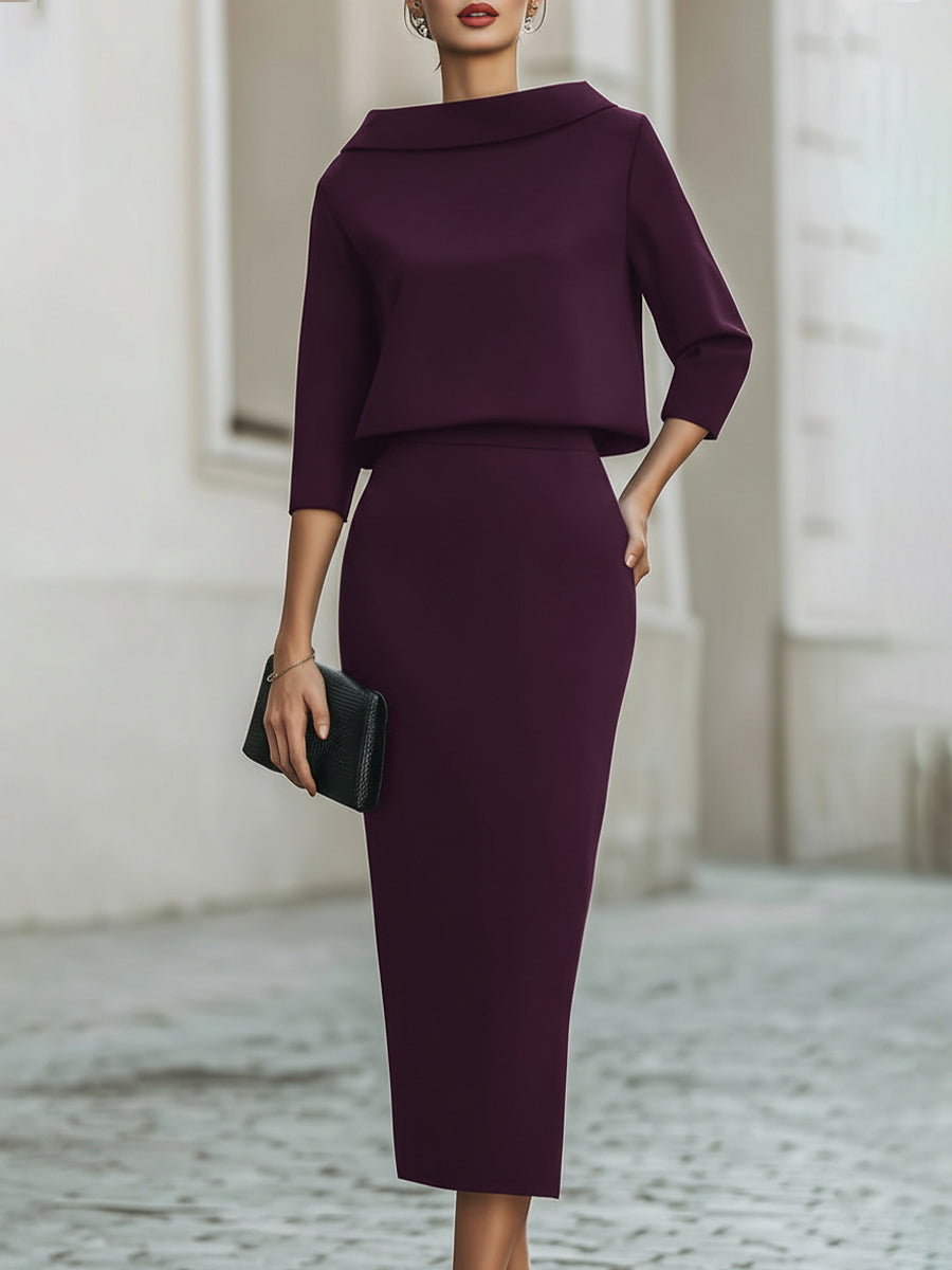 Margot | Boat Neck Top & Midi Skirt Set