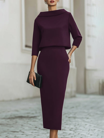 Margot | Boat Neck Top & Midi Skirt Set