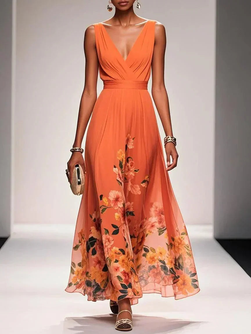 Florentina | Floral V-Neck Wedding Guest Dress