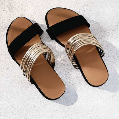 Bérangère | Multi-Band Flat Slide Sandals