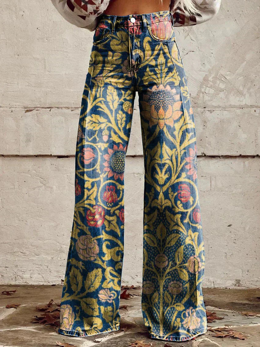 Fiorella | Boho Floral Wide-Leg Pants