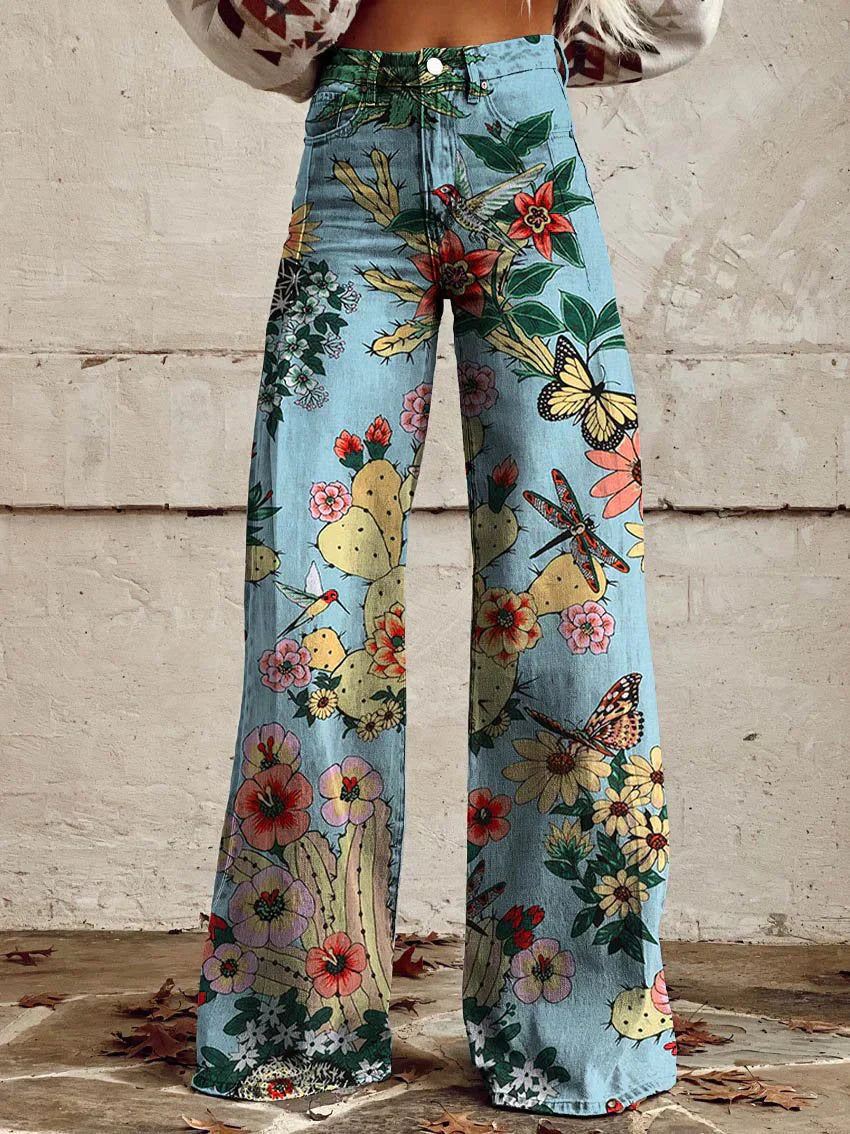 Fiorella | Boho Floral Wide-Leg Pants