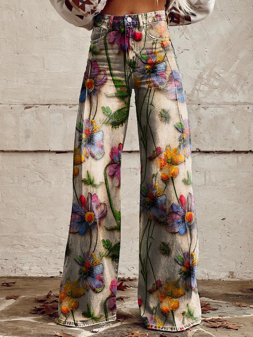 Fiorella | Boho Floral Wide-Leg Pants