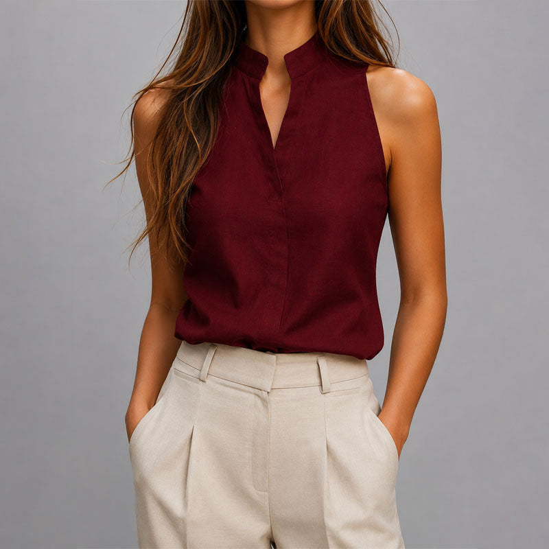 Anaïs | Sleeveless Mandarin Collar Blouse