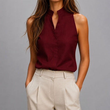 Anaïs | Sleeveless Mandarin Collar Blouse