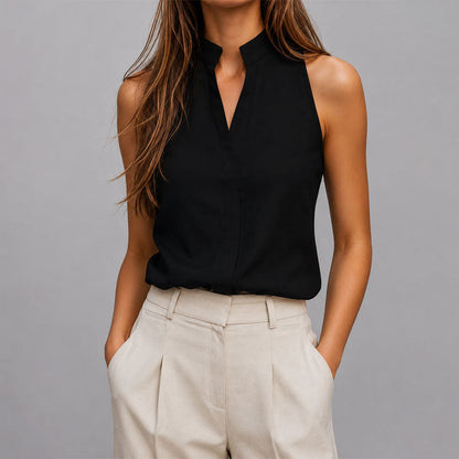 Anaïs | Sleeveless Mandarin Collar Blouse