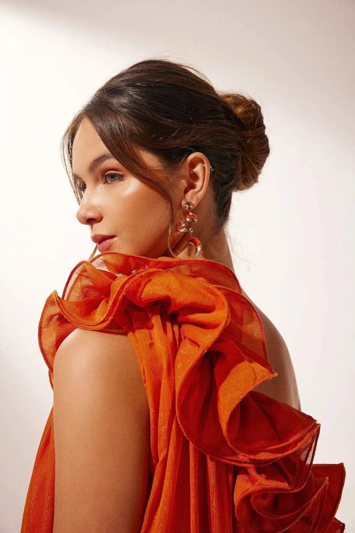 Élodine | One-Shoulder Floral Ruffle Wedding Guest Gown