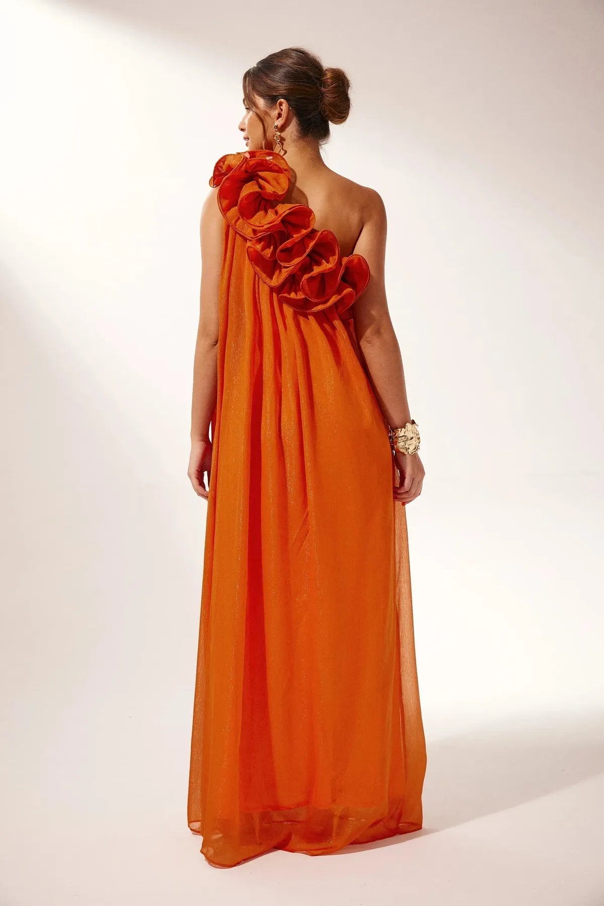 Élodine | One-Shoulder Floral Ruffle Wedding Guest Gown