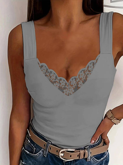 Oriane | Lace Trim Sleeveless Tank Top