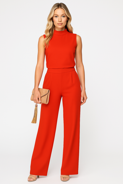 Maëlys | Round Neck Sleeveless Wide-Leg Jumpsuit