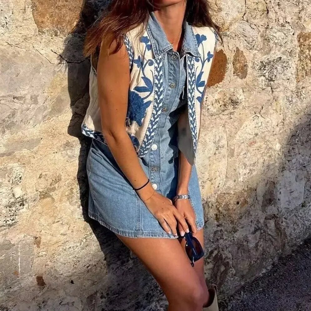 Vivienne | Vintage Embroidered Boho Vest