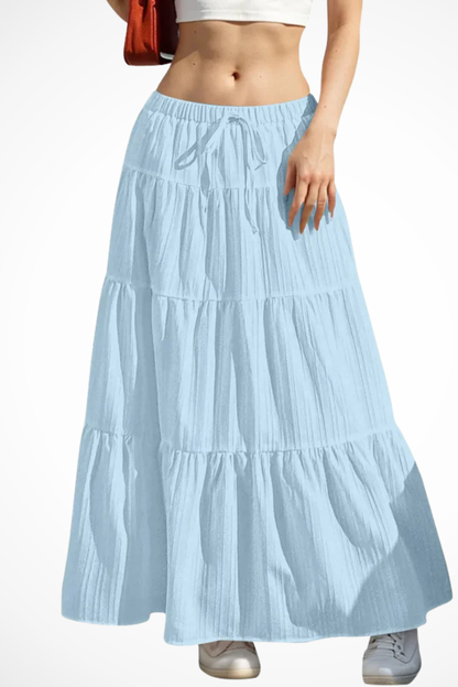 Bonelle | Drawstring Tiered Maxi Skirt