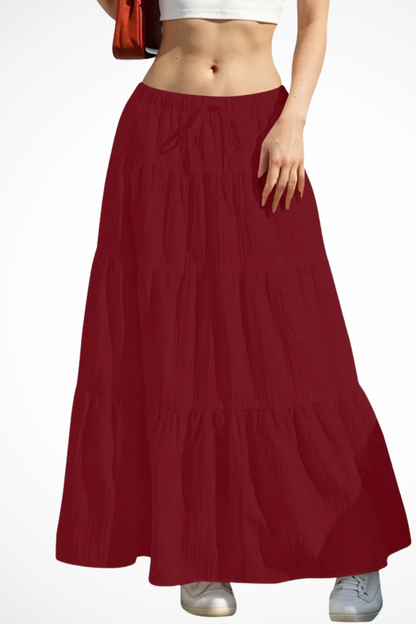 Bonelle | Drawstring Tiered Maxi Skirt