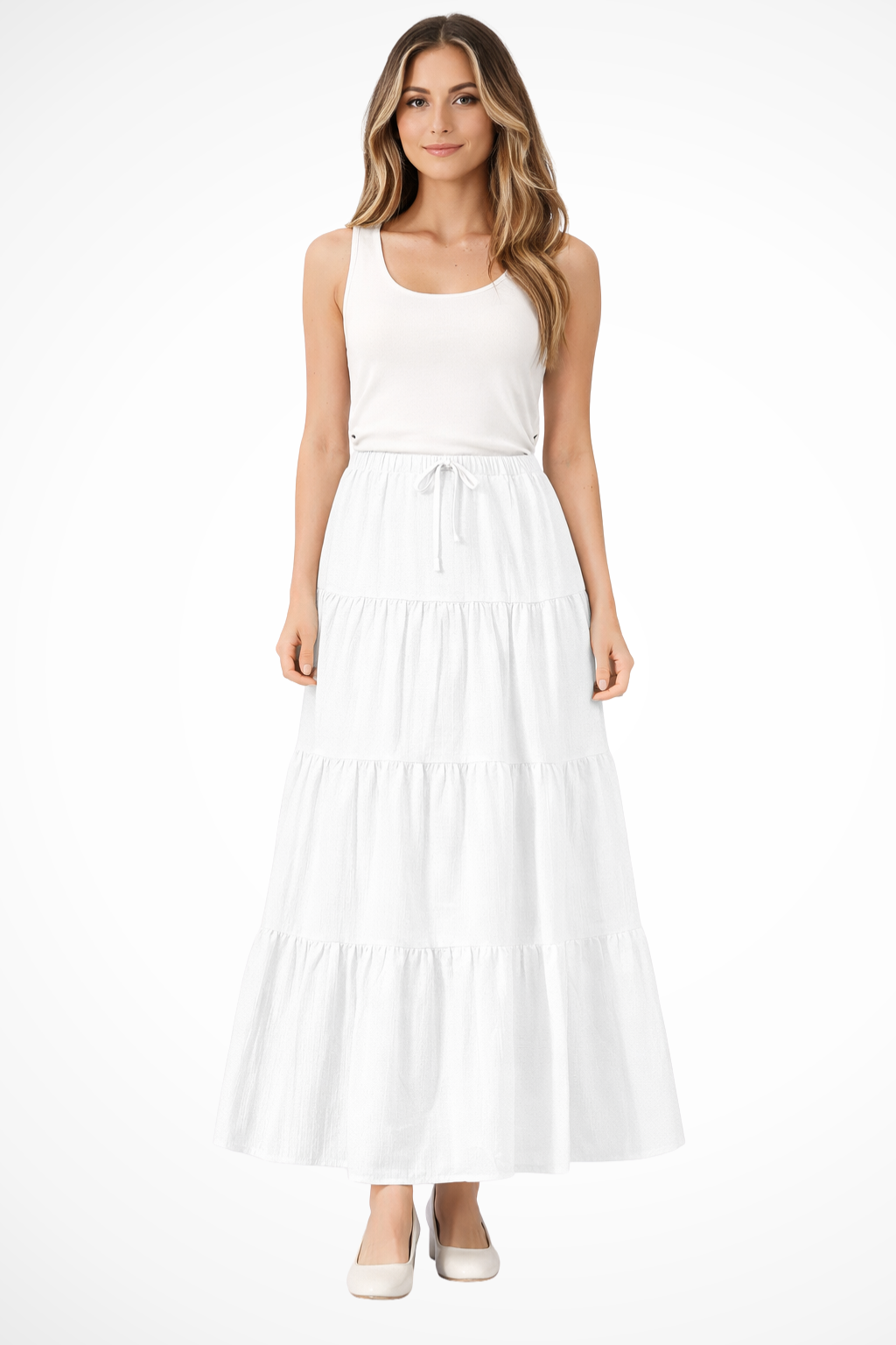 Bonelle | Drawstring Tiered Maxi Skirt