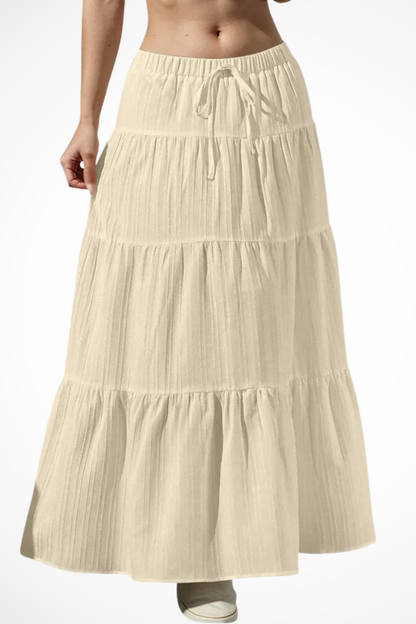 Bonelle | Drawstring Tiered Maxi Skirt
