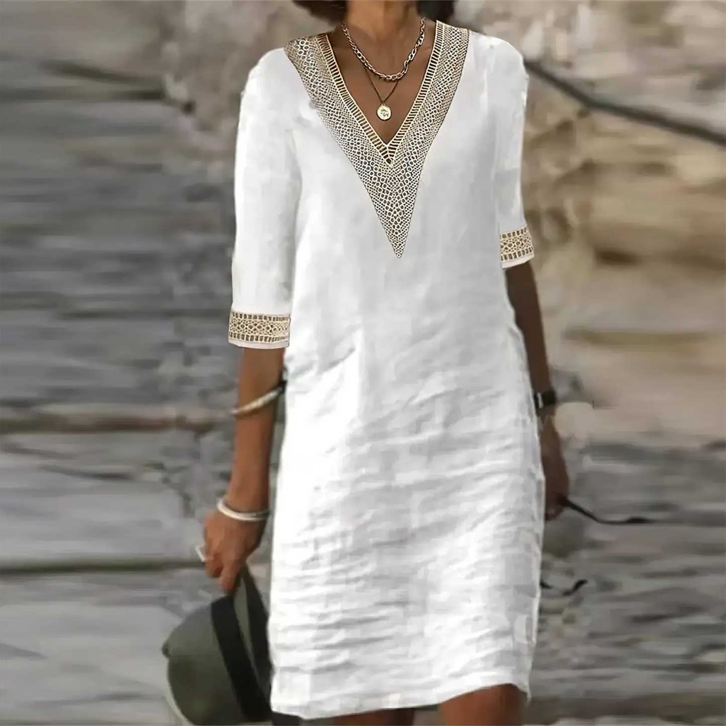 Liora | Cotton Linen Summer Midi Dress