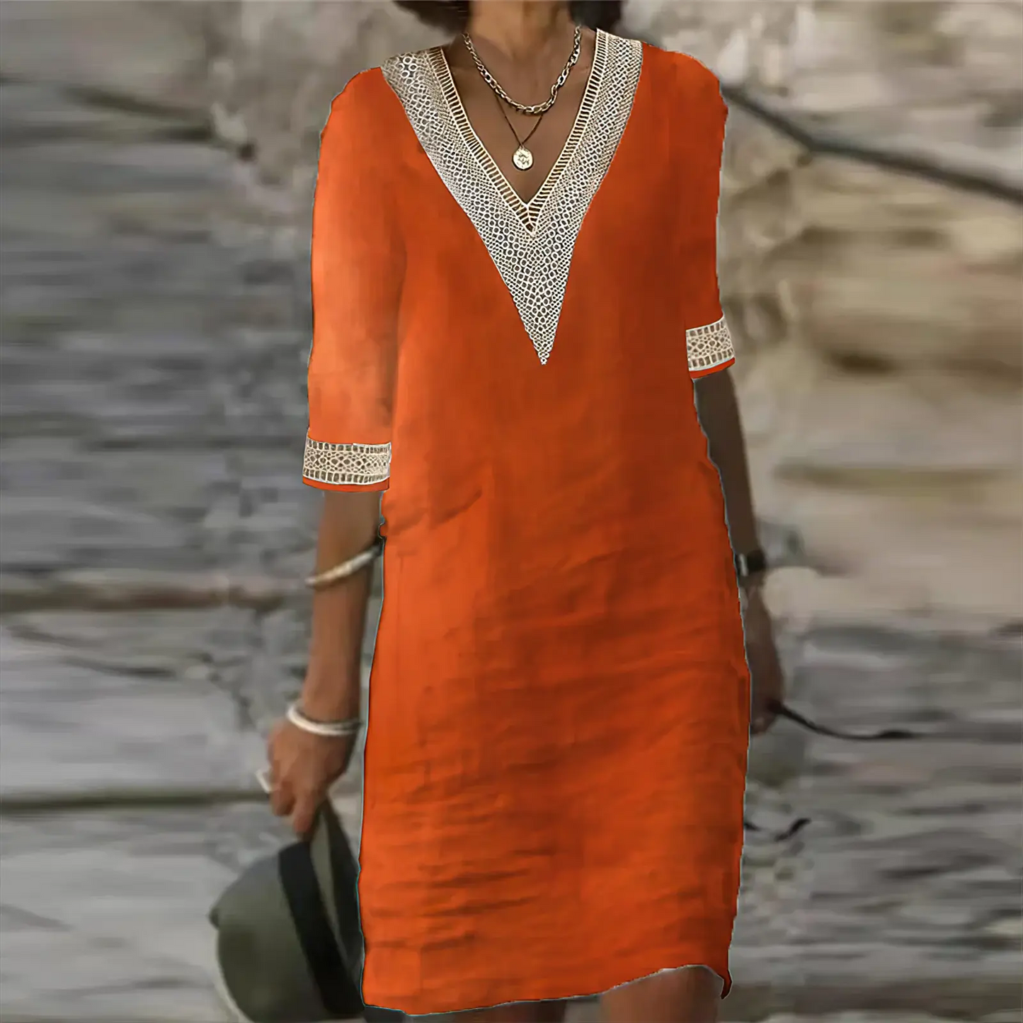 Liora | Cotton Linen Summer Midi Dress