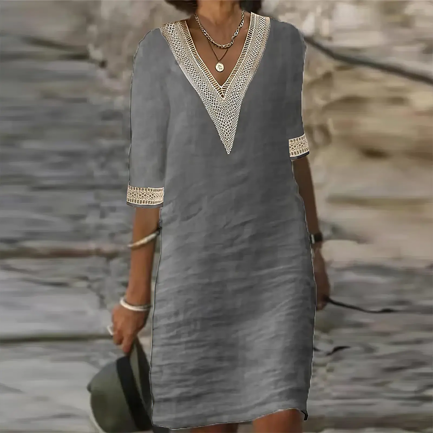 Liora | Cotton Linen Summer Midi Dress