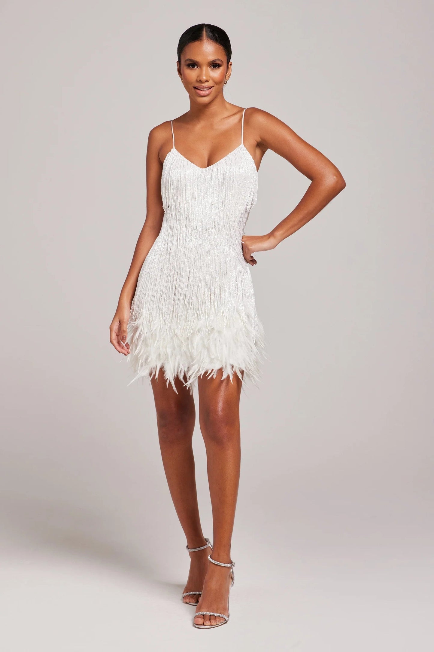 Brielle | Feather Trim Cocktail Mini Dress
