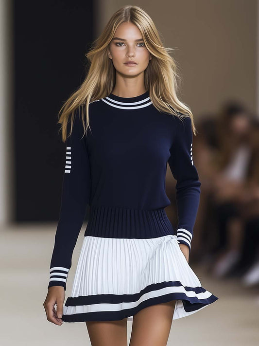 Odalys | Striped Round Neck Mini Dress