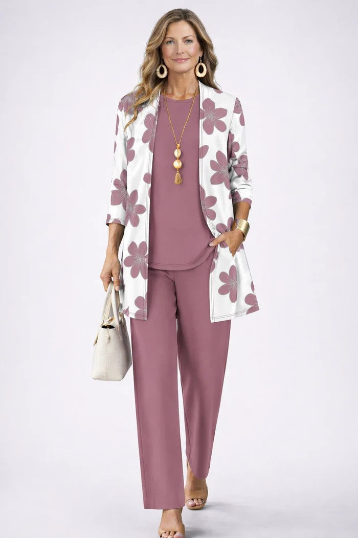 Margaret | Three-Piece Cardigan, Top & Trouser Set