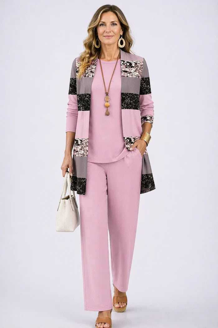 Margaret | Three-Piece Cardigan, Top & Trouser Set