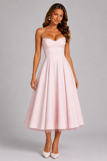 Liliane | Corset Sweetheart Midi Wedding Guest Dress