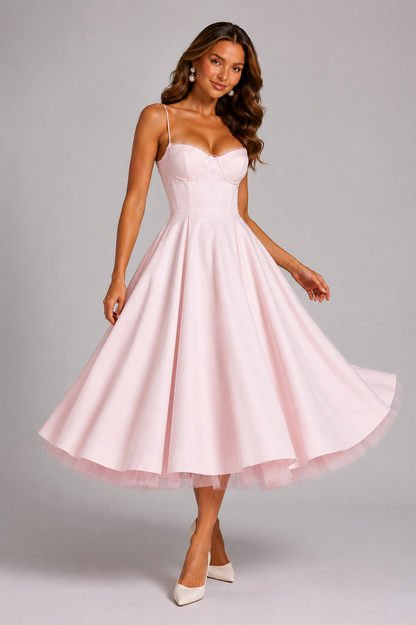 Liliane | Corset Sweetheart Midi Wedding Guest Dress