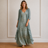 Rosalie | Floral Maxi Dress & Cardigan Set