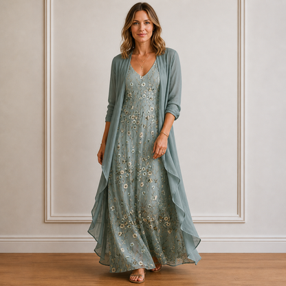 Rosalie | Floral Maxi Dress & Cardigan Set