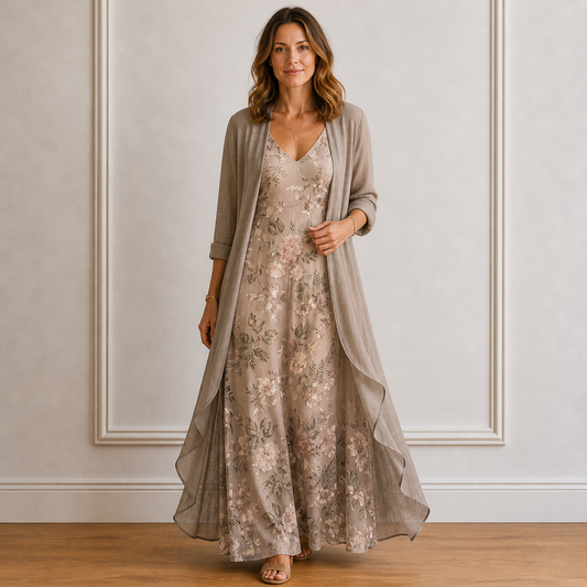 Rosalie | Floral Maxi Dress & Cardigan Set
