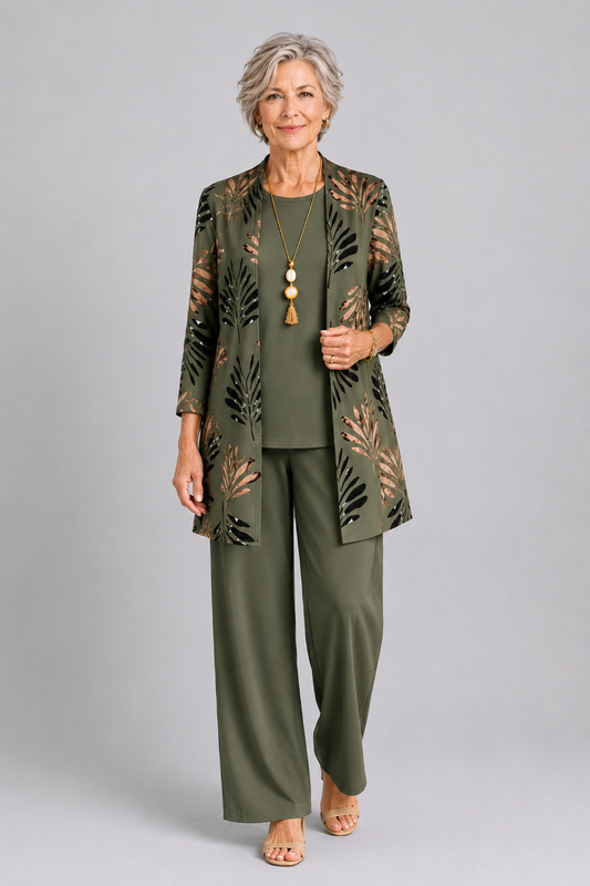 Margaret | Three-Piece Cardigan, Top & Trouser Set
