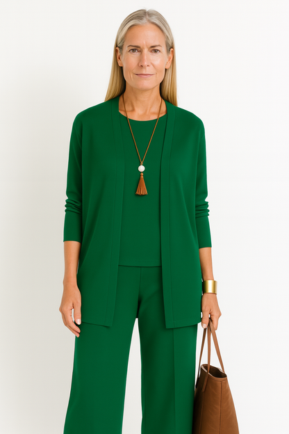 Eulalie | Three Piece Vest & Wide Leg Pants Set