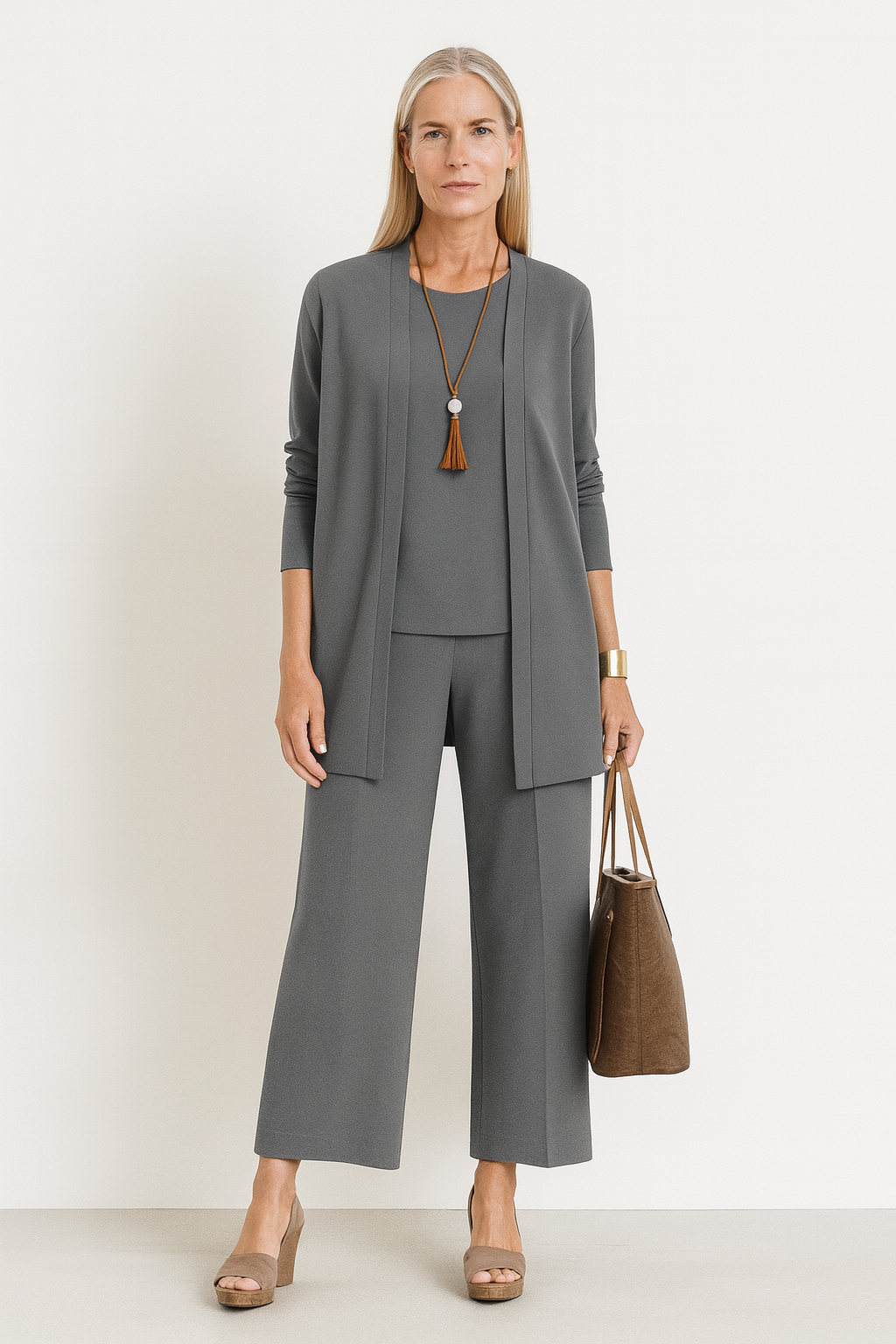 Eulalie | Three Piece Vest & Wide Leg Pants Set
