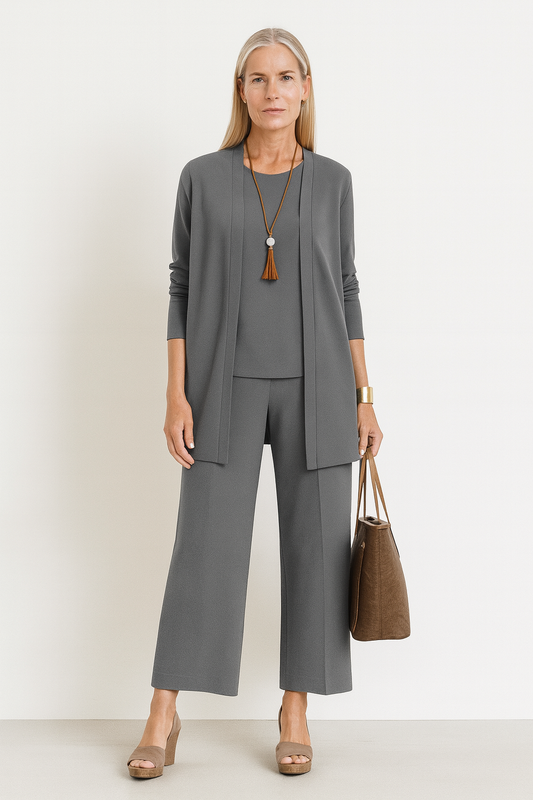 Eulalie | Three Piece Vest & Wide Leg Pants Set