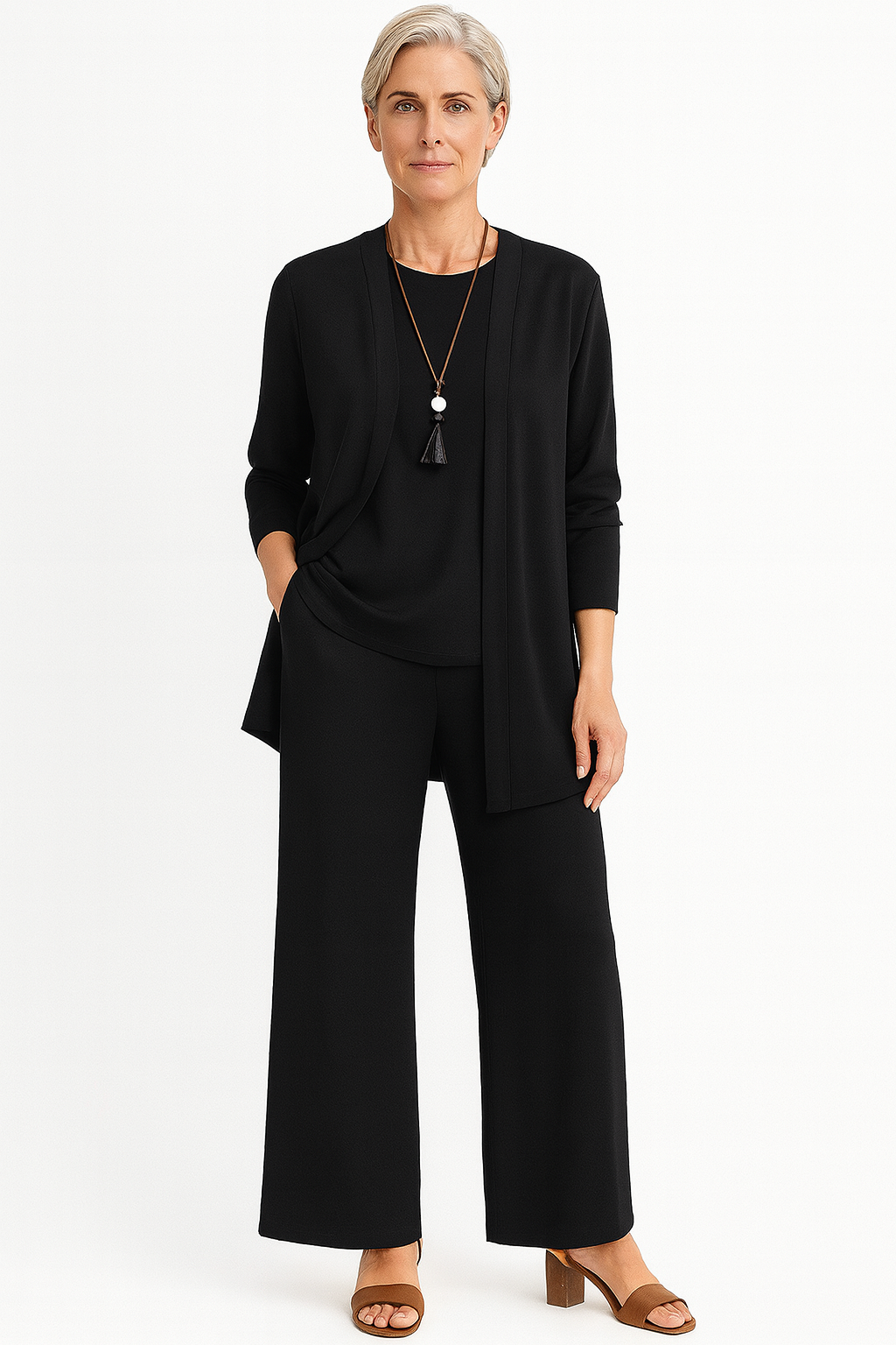 Eulalie | Three Piece Vest & Wide Leg Pants Set