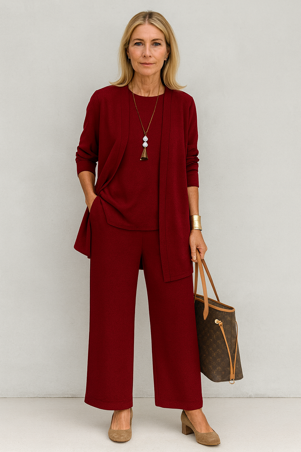 Eulalie | Three Piece Vest & Wide Leg Pants Set