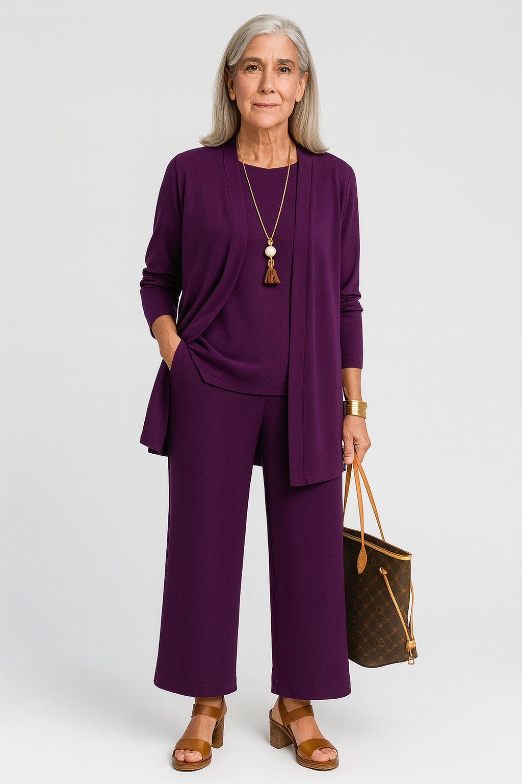 Eulalie | Three Piece Vest & Wide Leg Pants Set
