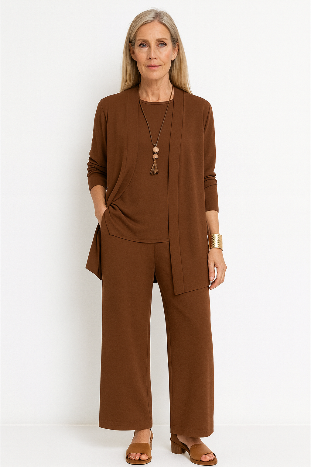 Eulalie | Three Piece Vest & Wide Leg Pants Set